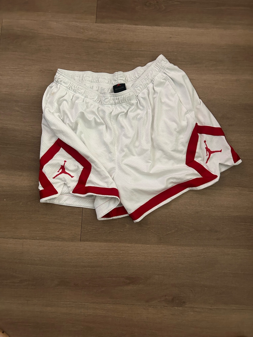 Jordan White & Red Mesh Basketball Shorts